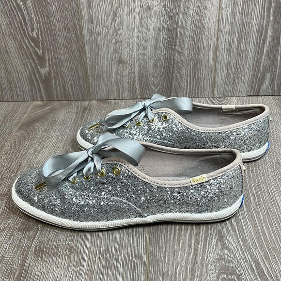 Keds X Kate Spade New York Champion Glitter Sneakers Silver Wedding 6 - Picture 3 of 16